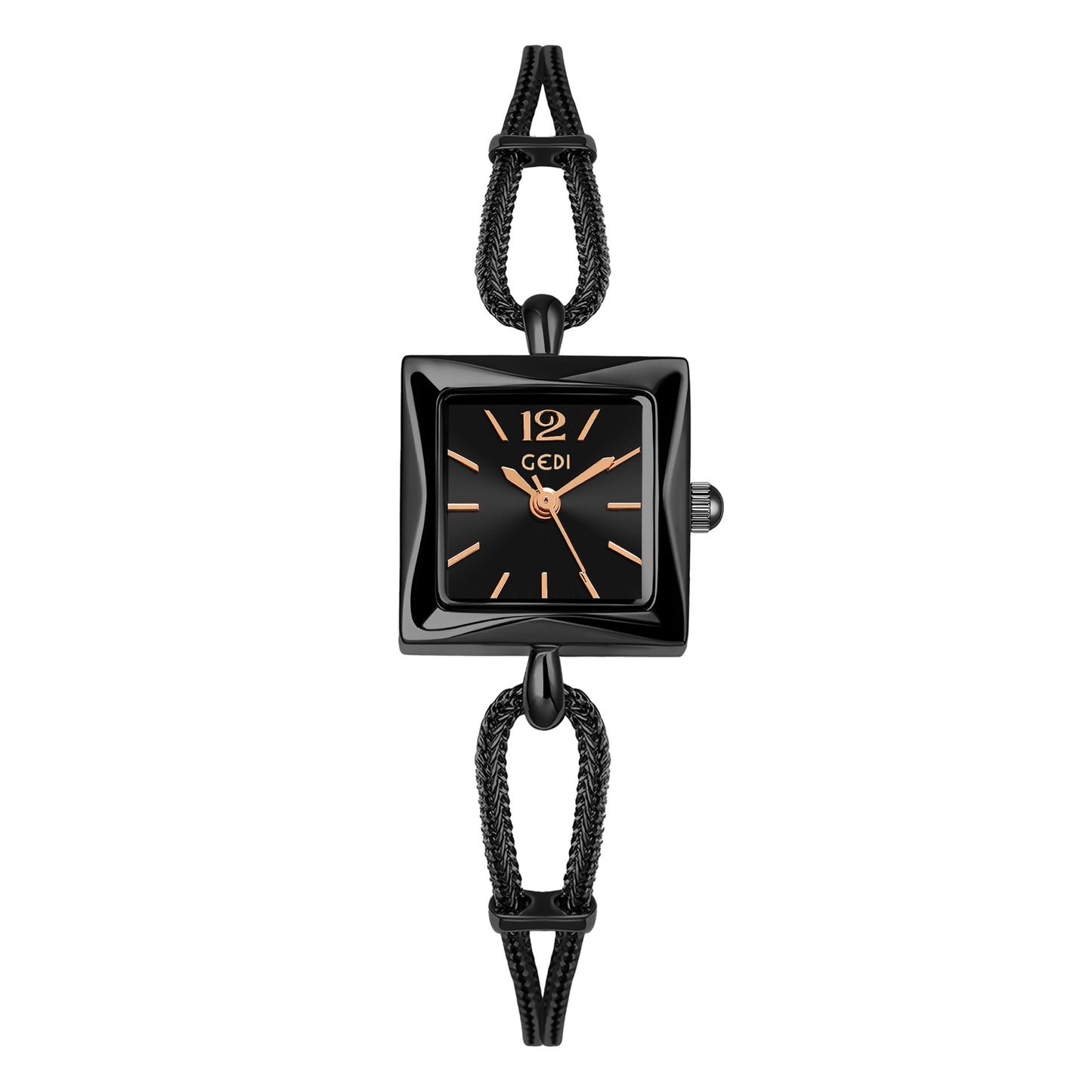 High quality watch with small square dial, alloy strap, antique style