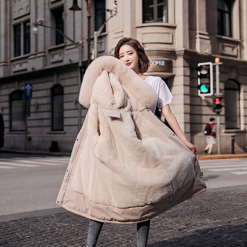 Veste matelassée en coton avec doublure en laine d'agneau