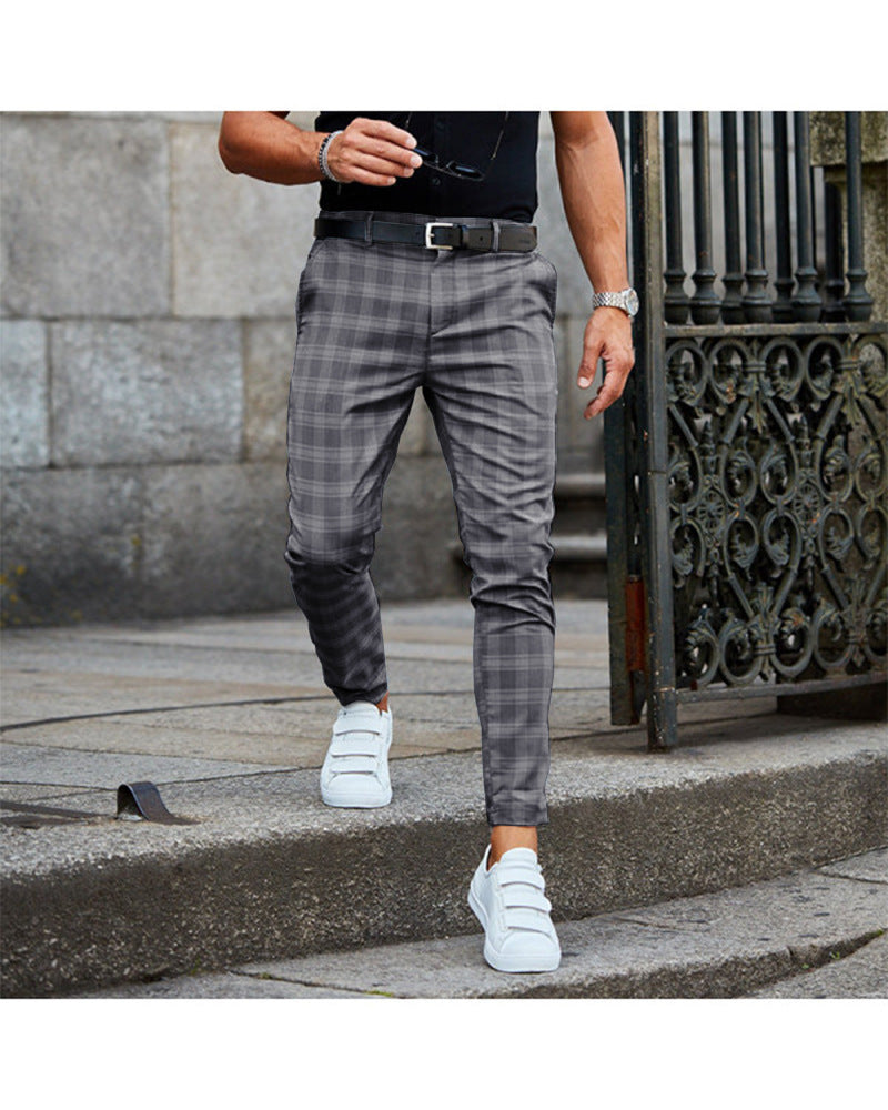 Men's Casual Plaid Pants Loose Lightweight Trousers