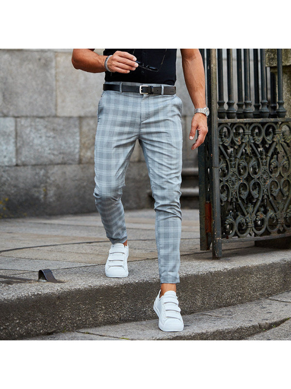 Men's Casual Plaid Pants Loose Lightweight Trousers