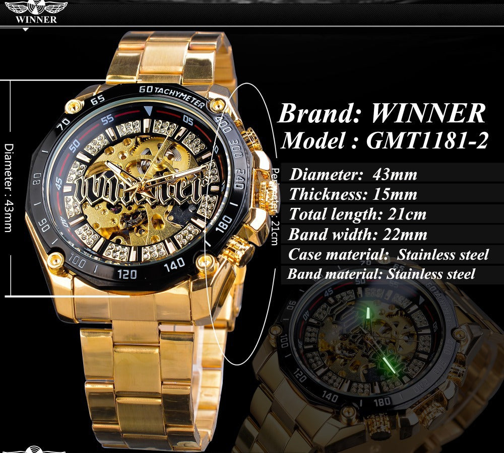 European and American style openwork automatic mechanical watch men's casual fashion watch