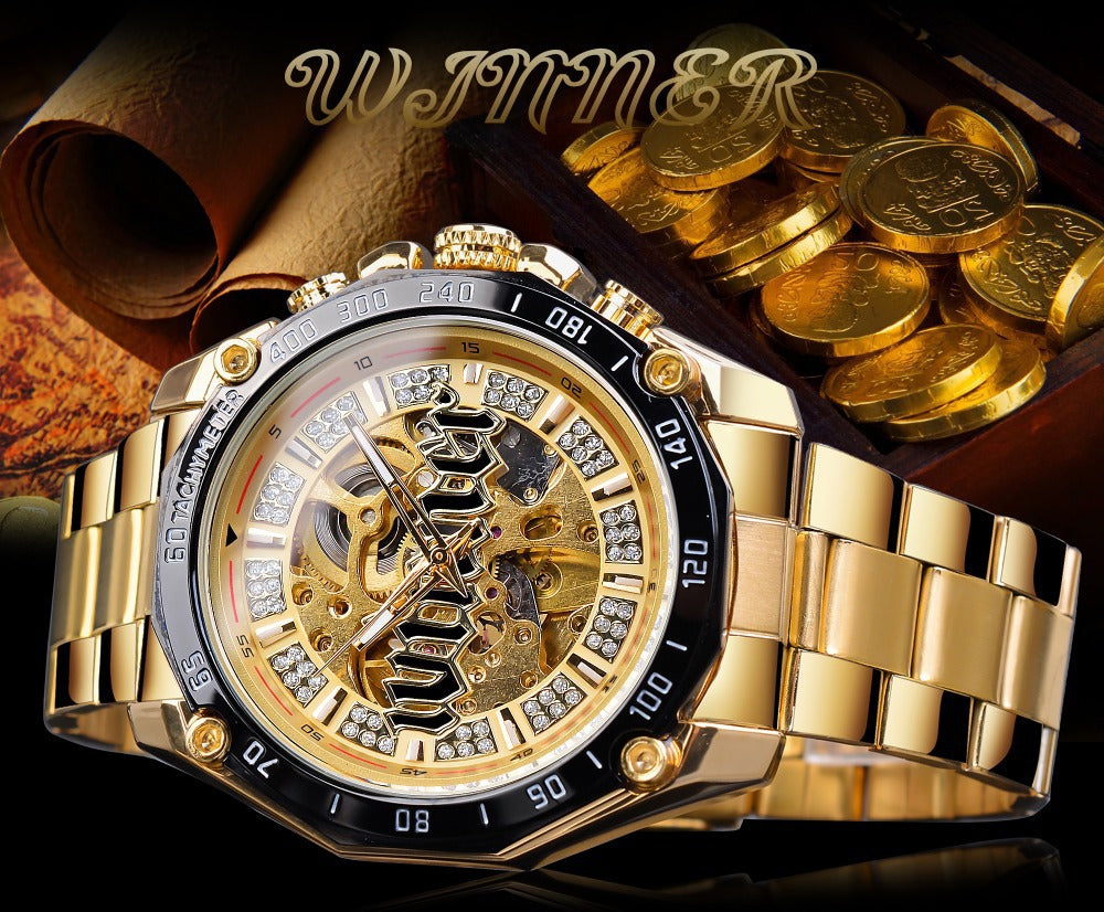 European and American style openwork automatic mechanical watch men's casual fashion watch