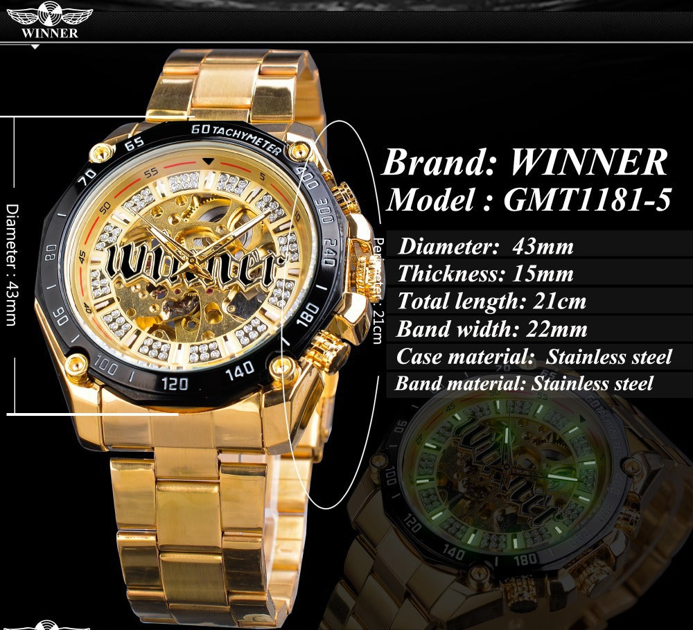 European and American style openwork automatic mechanical watch men's casual fashion watch