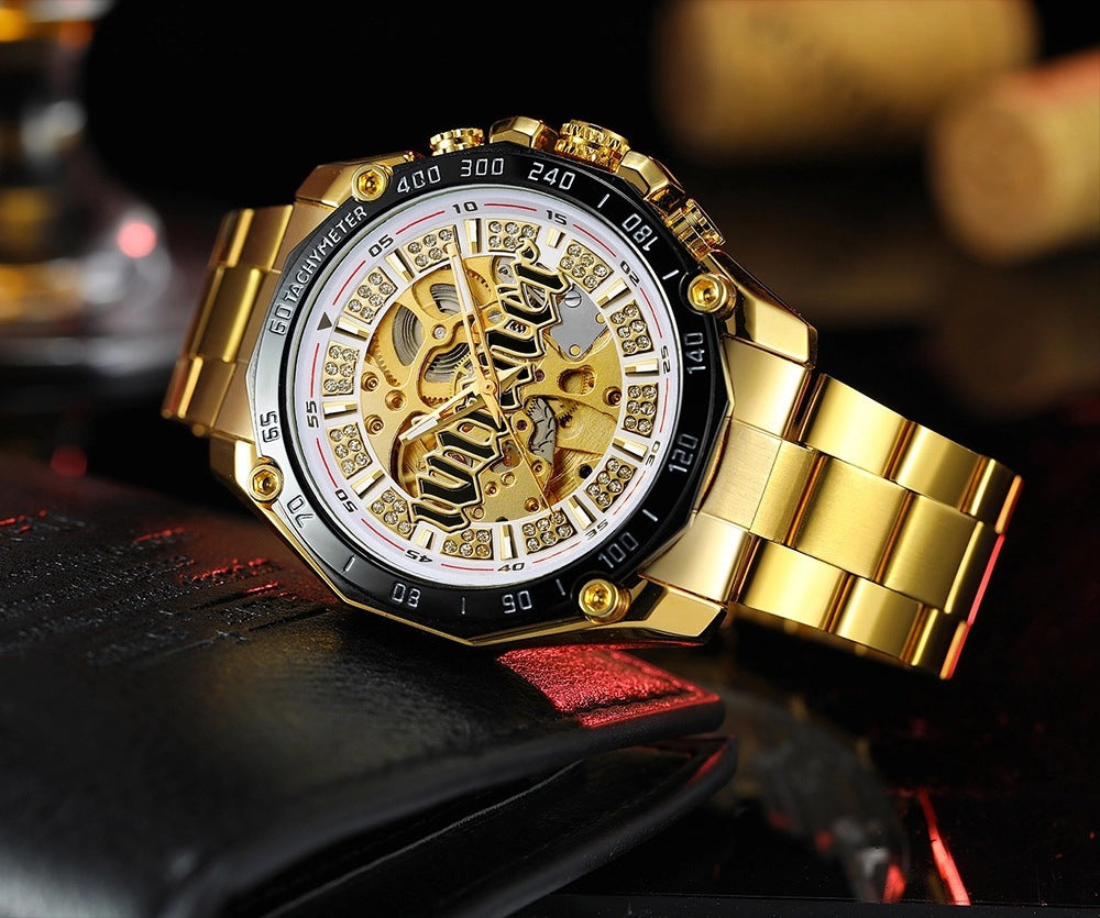 European and American style openwork automatic mechanical watch men's casual fashion watch