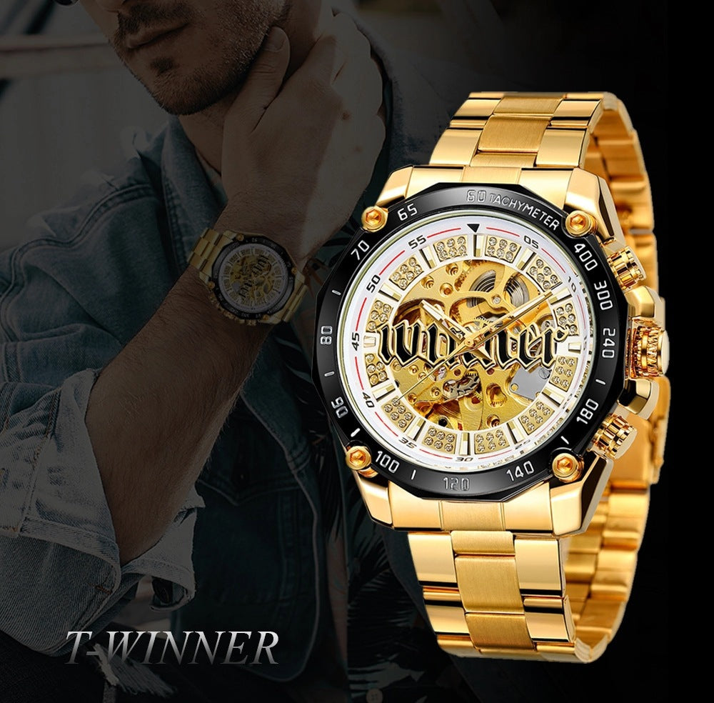 European and American style openwork automatic mechanical watch men's casual fashion watch