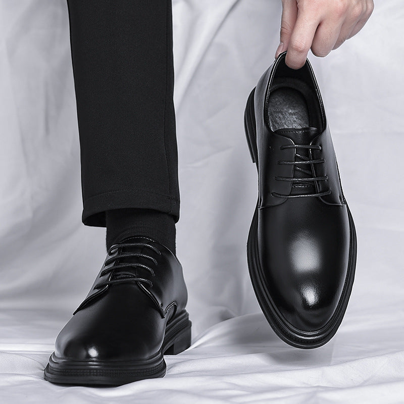 Men's Black Leather Shoes British Style Formal Business Shoes