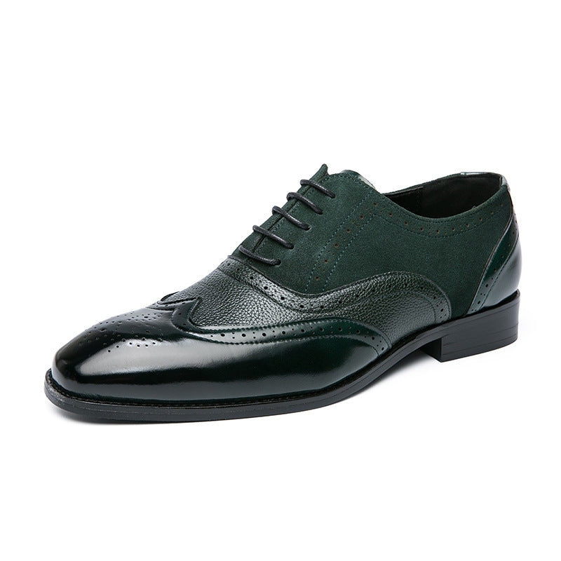 British Men's Low Top Pointed Lace Up Leather Shoes