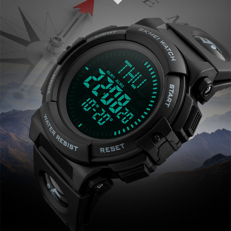 Moment Beauty Men's Multifunctional Watch with Compass Fashion Outdoor Digital Watch