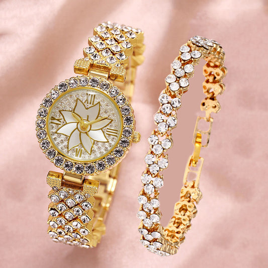 Ensemble cadeau créatif pour femmes : montre bracelet étoilée avec diamant et tempérament mode