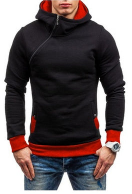 Sweat à capuche de marque, fermeture éclair oblique, couleur unie, survêtement de mode pour hommes