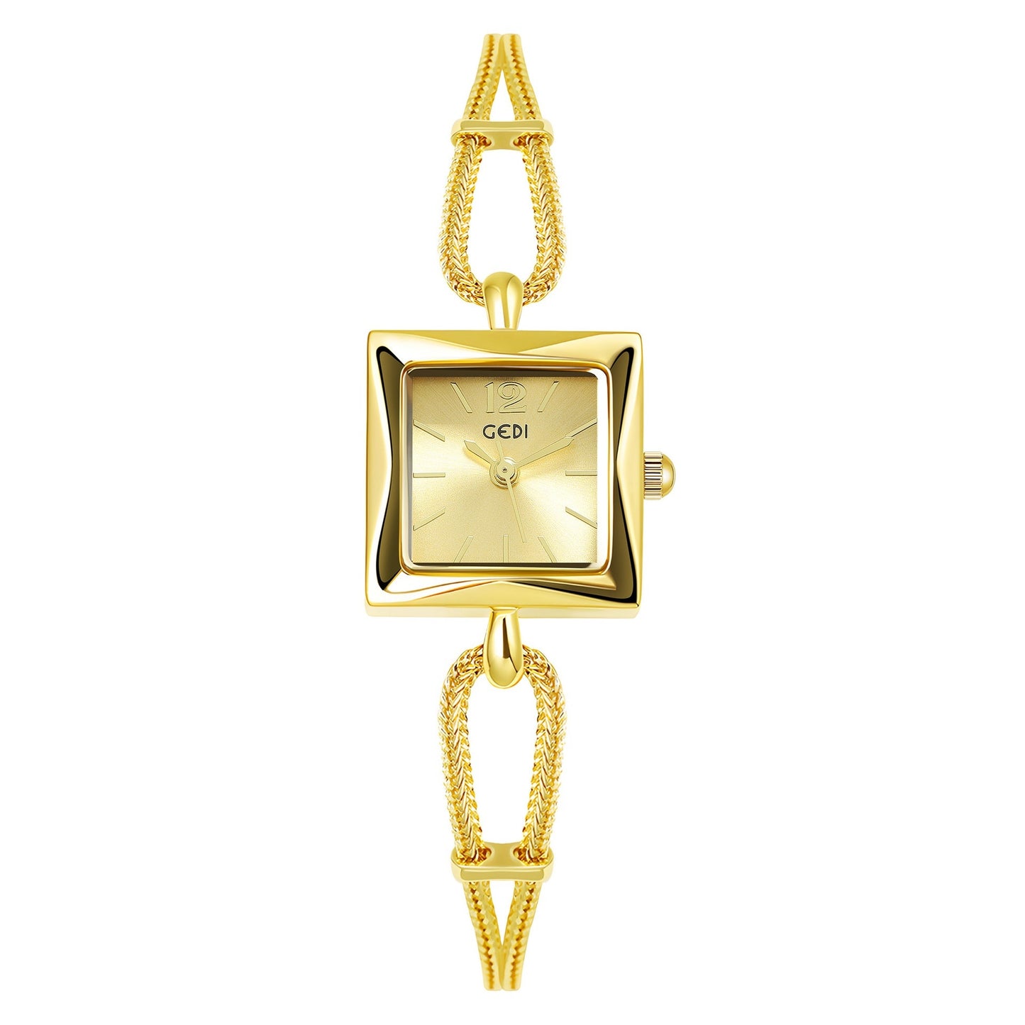 High quality watch with small square dial, alloy strap, antique style