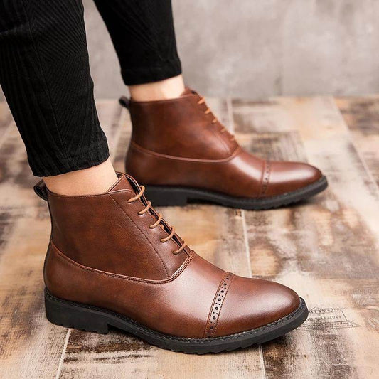 Bottes en cuir rétro décontractées pour hommes - LA TendanceStore multi service