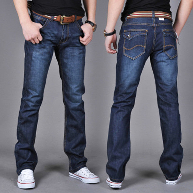 Men's denim long pants, trendy straight pants for men