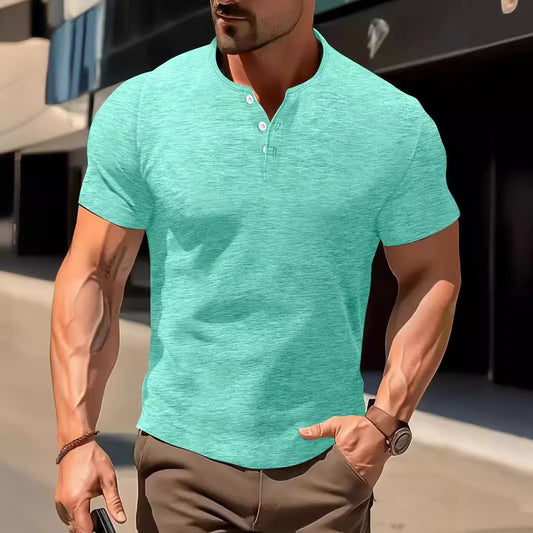 Chemise à manches courtes décontractée et élégante pour hommes, couleur unie