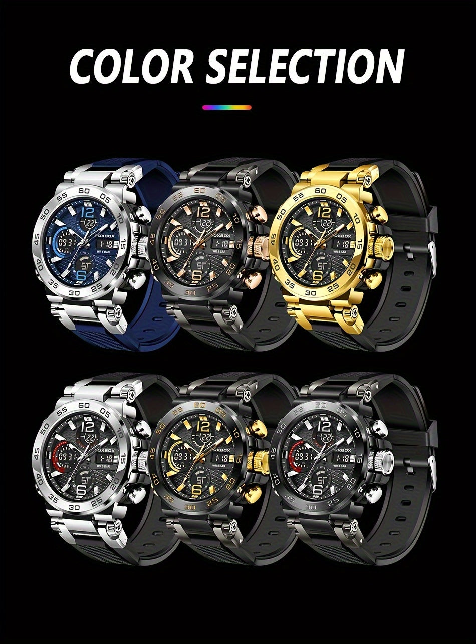 Montre à quartz LIGE pour hommes, chronographe militaire numérique à double affichage avec réveil, montre de sport multifonctionnelle lumineuse pour les activités de plein air