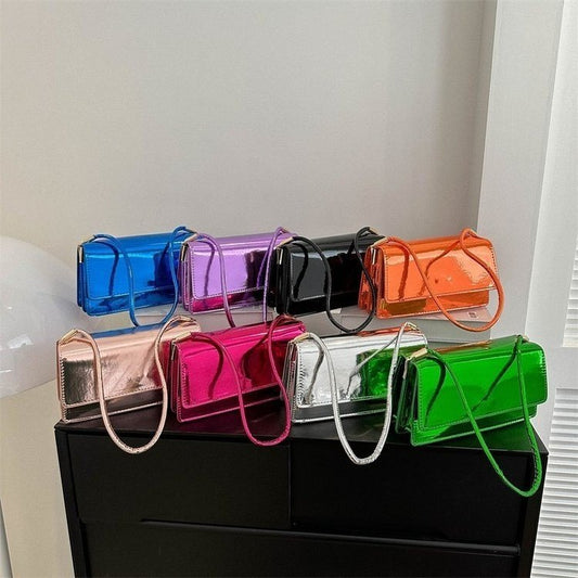 Fashionable and trendy portable small square bag, western style, bright as paint