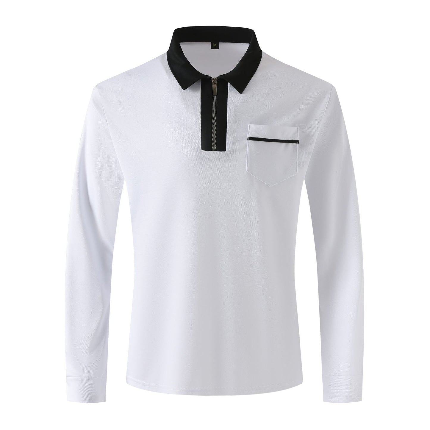 Polo à manches longues avec fermeture éclair pour hommes, automne 2024, col à revers décontracté, chemises Henley zippées, t-shirts de sport en coton pour golf et tennis avec poches