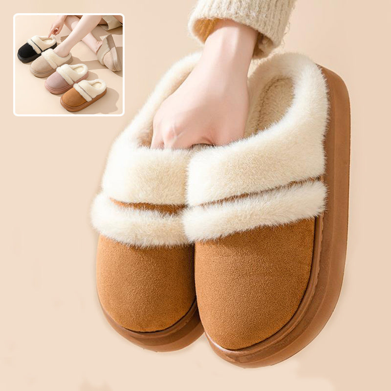 Women's Warm Cotton Slippers Thick Sole Non-slip Plus Velvet Winter Home Shoes