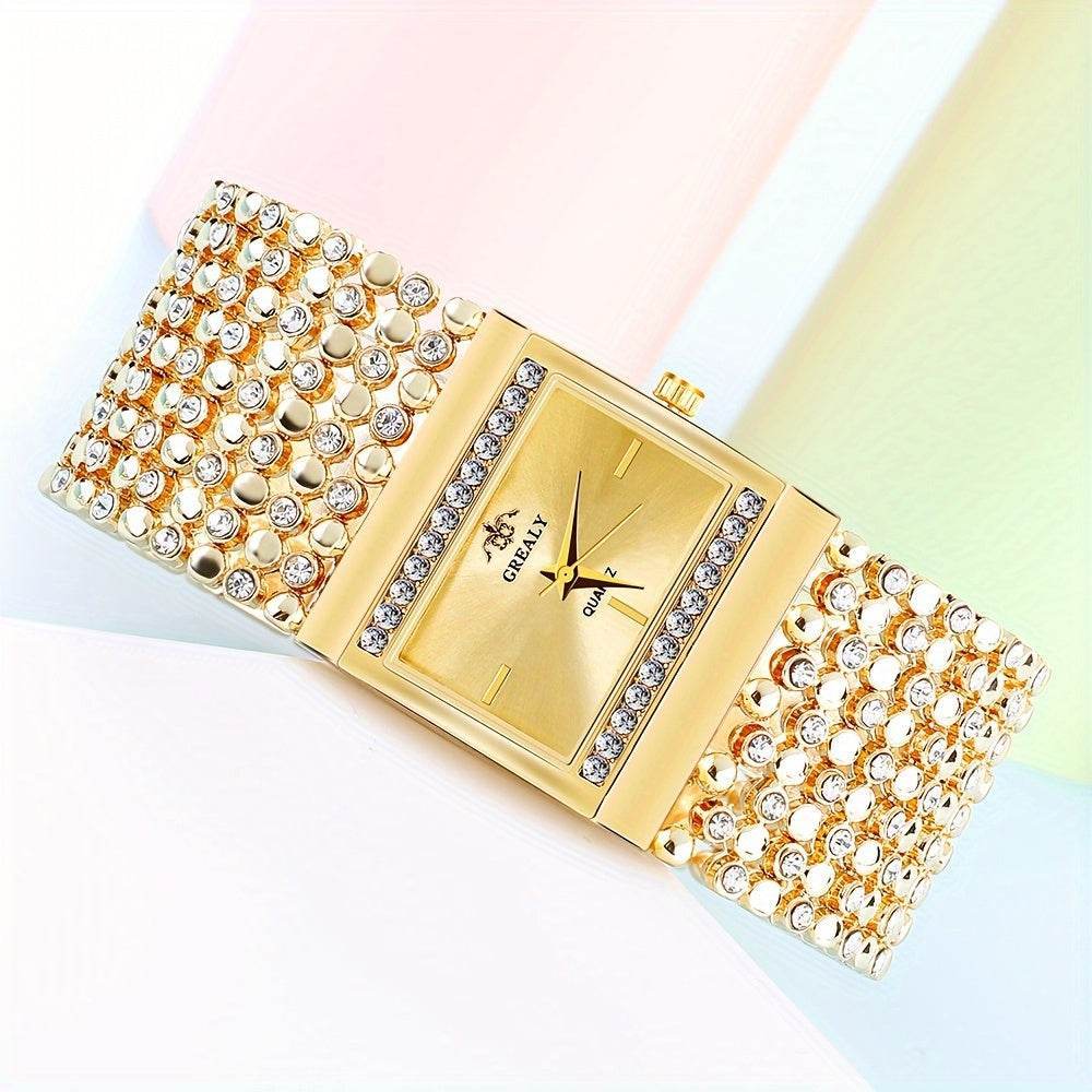 "Montre-bracelet à Quartz pour Femmes avec Boîtier Carré et Bracelet en Alliage Orné de Cristaux" LA TendanceStore multi service