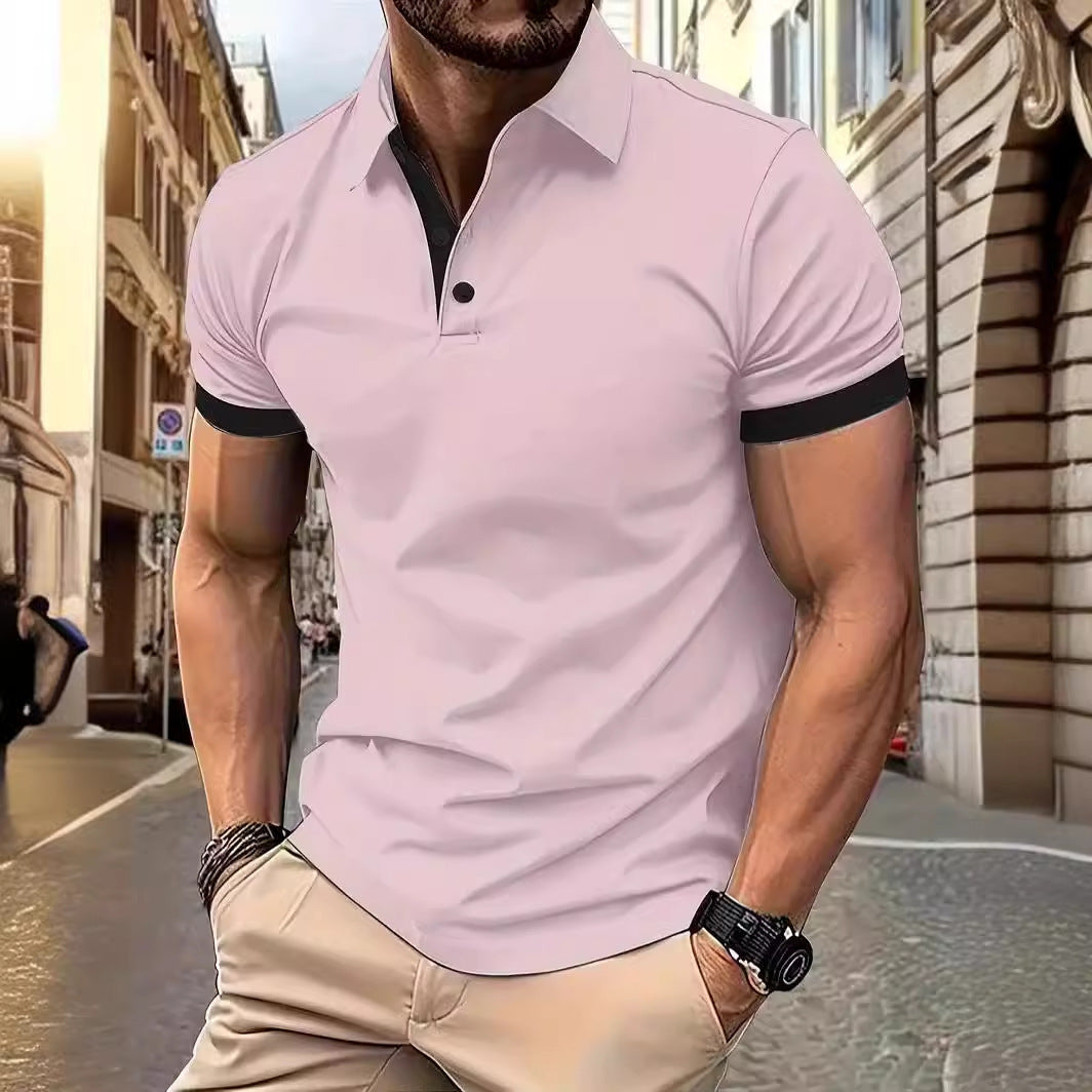 Polo à manches courtes pour hommes, couleur unie 3D, col à revers, décontracté et ample