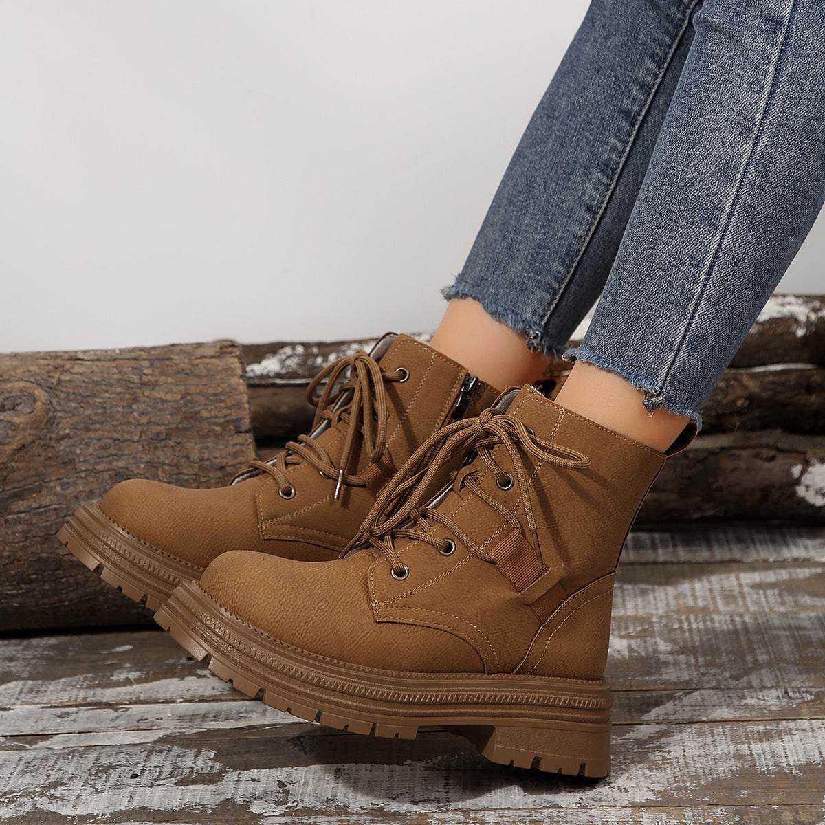 Bottes à talon carré pour femmes, lacées, pour l'automne et l'hiver, chaussures fines et à la mode, bottines - LA TendanceStore multi service