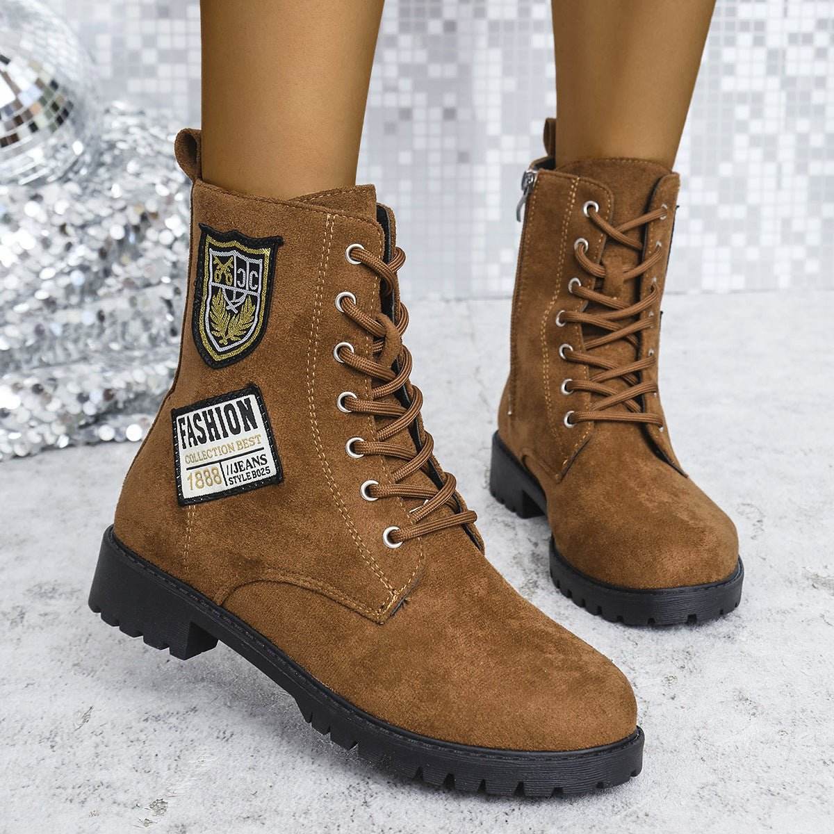 Bottes d'hiver à talons épais et lacets pour femme. - LA TendanceStore multi service