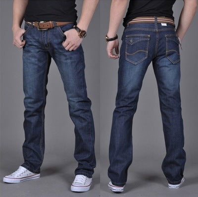 Men's denim long pants, trendy straight pants for men