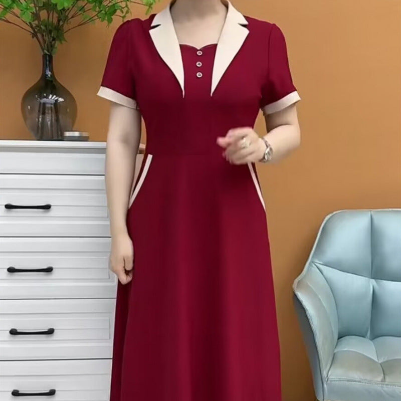 Robe mi-longue à manches courtes pour femmes de grande taille