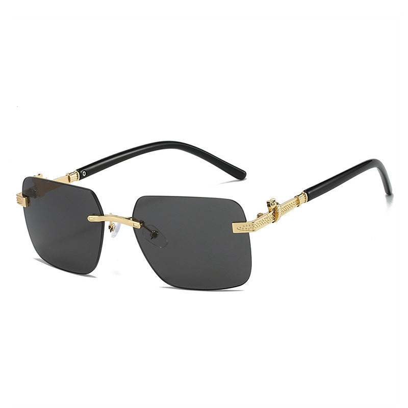 Rimless Sunglasses for Men and Women with Leopard and Snake Trim