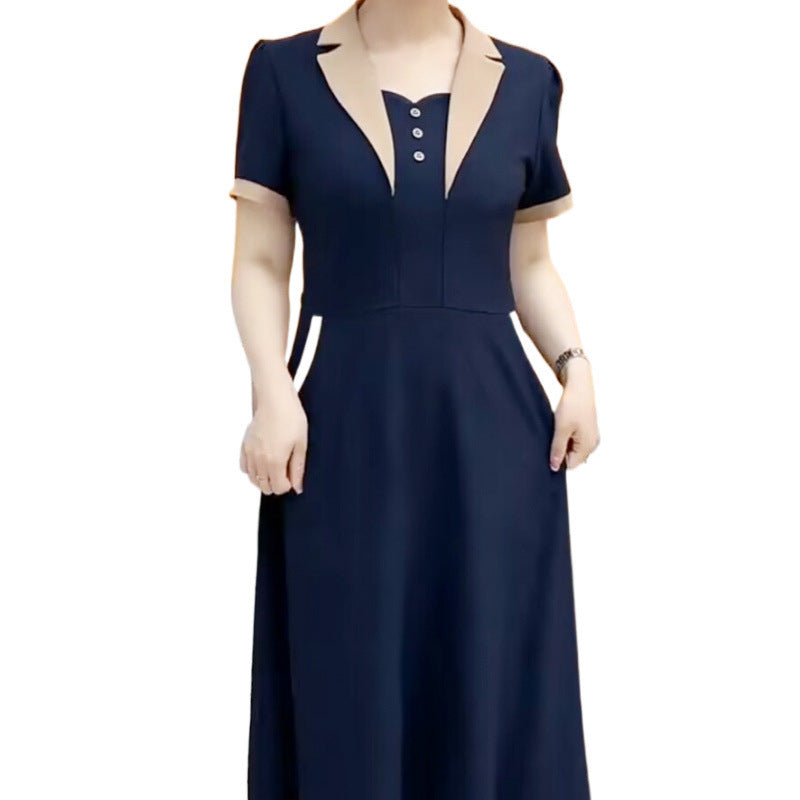 Robe mi-longue à manches courtes pour femmes de grande taille