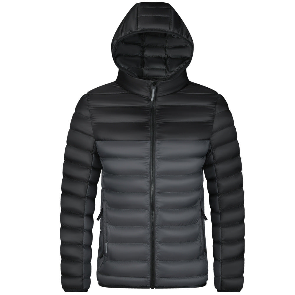 Manteau matelassé en coton pour homme avec couleurs assorties.