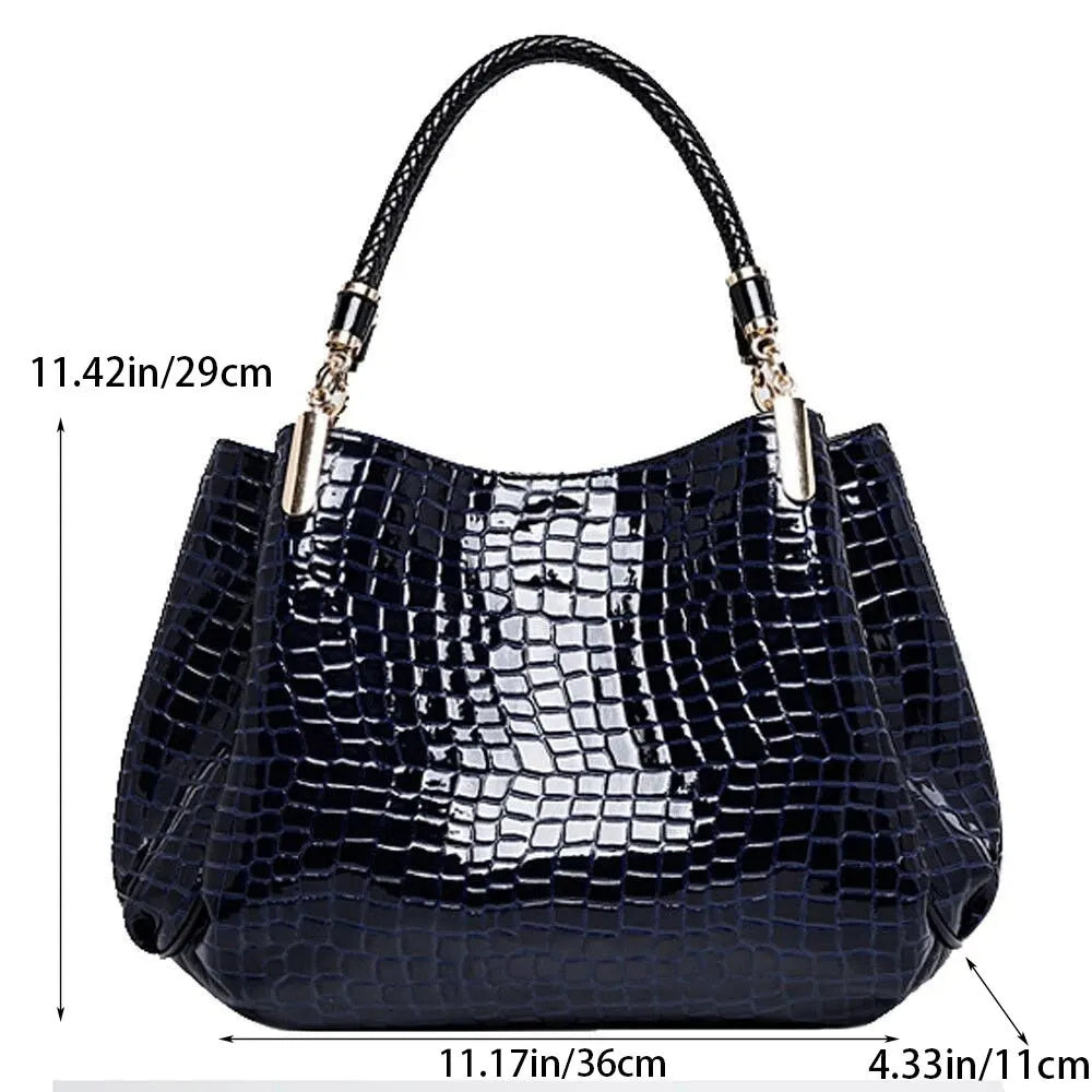 Sac à main, à dos à épaules imprimé crocodile avec face brillante LA TendanceStore multi service