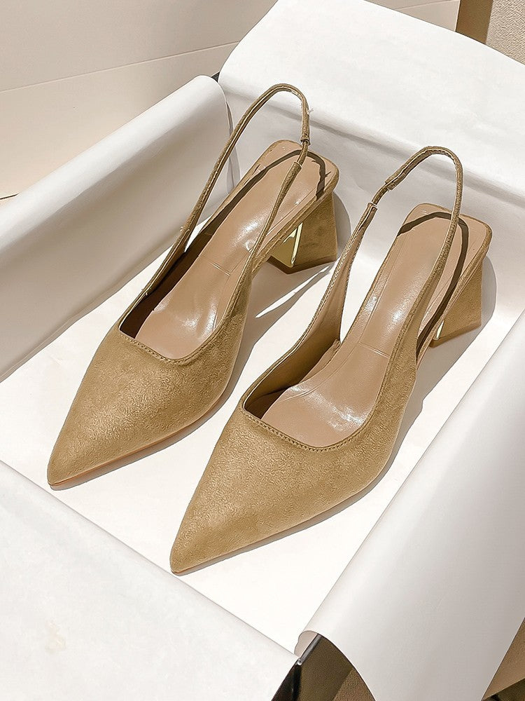 Suede high heel pumps, pointed toe