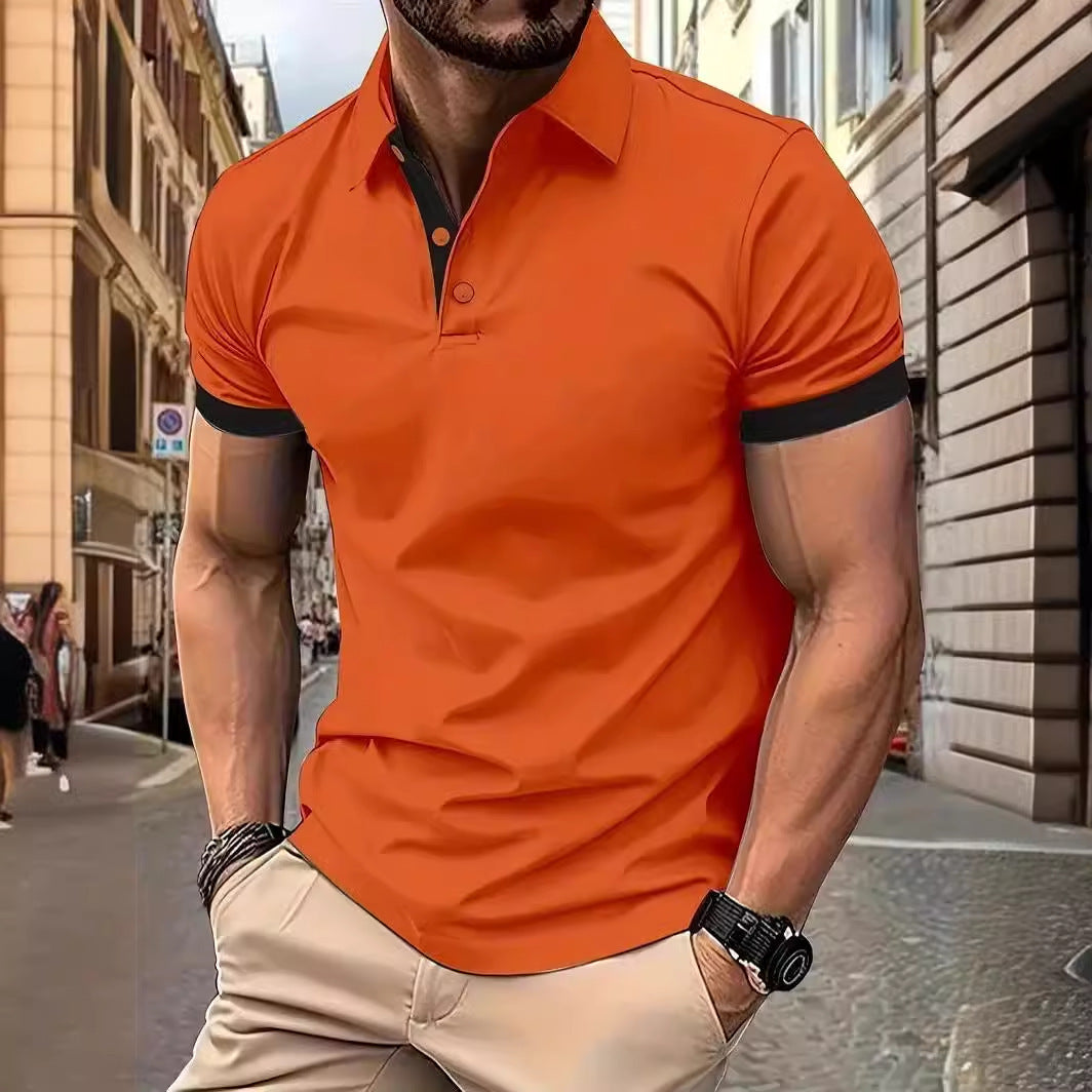 Polo à manches courtes pour hommes, couleur unie 3D, col à revers, décontracté et ample