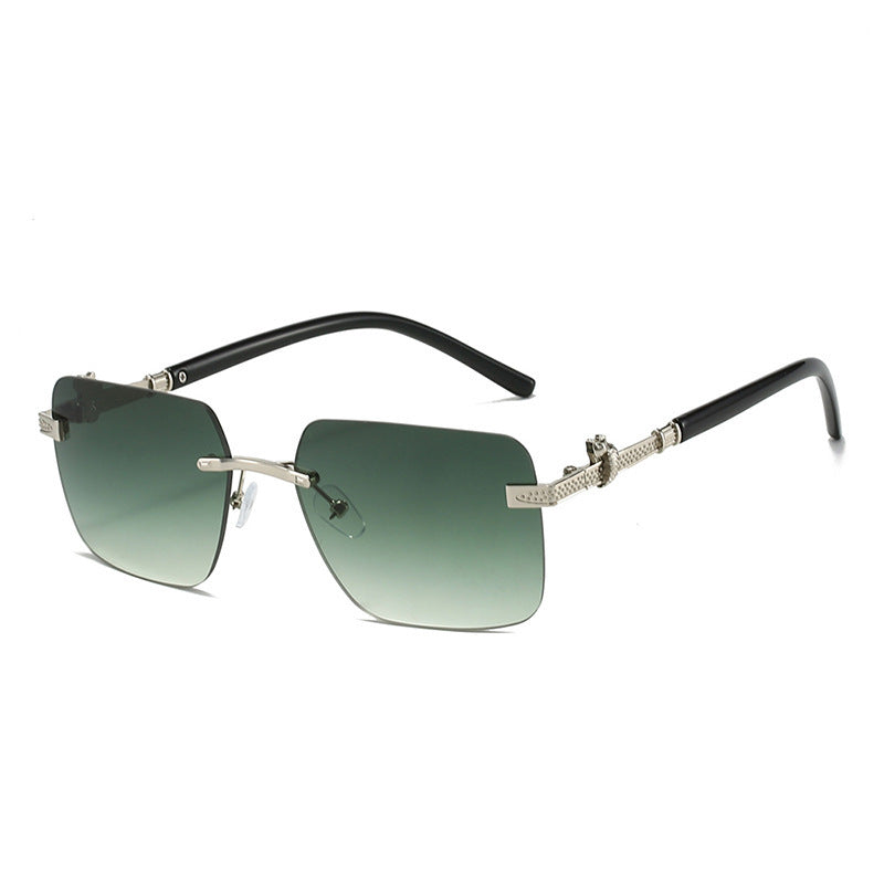 Rimless Sunglasses for Men and Women with Leopard and Snake Trim