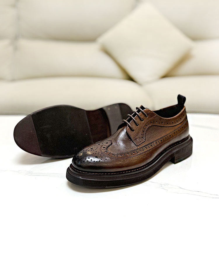 Men's Brogues Thick Sole Leather Elevator Shoes