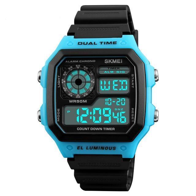 Montre électronique créative et à la mode pour hommes Skmei, montre de sport extérieure pour étudiants, étanche et lumineuse