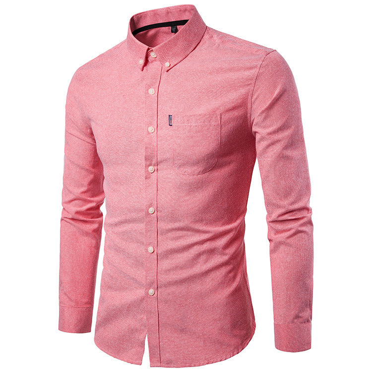 Chemise pour hommes, chemise slim à manches longues de style coréen