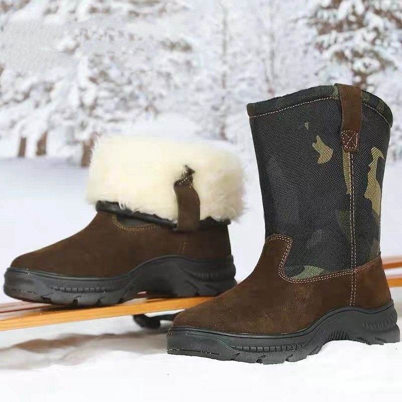 Bottes de neige pour homme, intégrées en fourrure, hautes, longues, en coton. - LA TendanceStore multi service