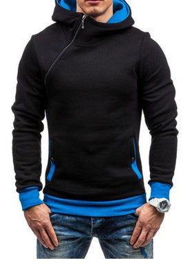 Sweat à capuche de marque, fermeture éclair oblique, couleur unie, survêtement de mode pour hommes