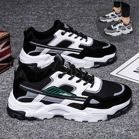 Men's Casual Mesh Lace-up Sports Shoes in Black and White