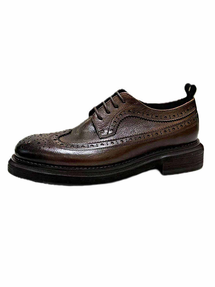 Men's Brogues Thick Sole Leather Elevator Shoes