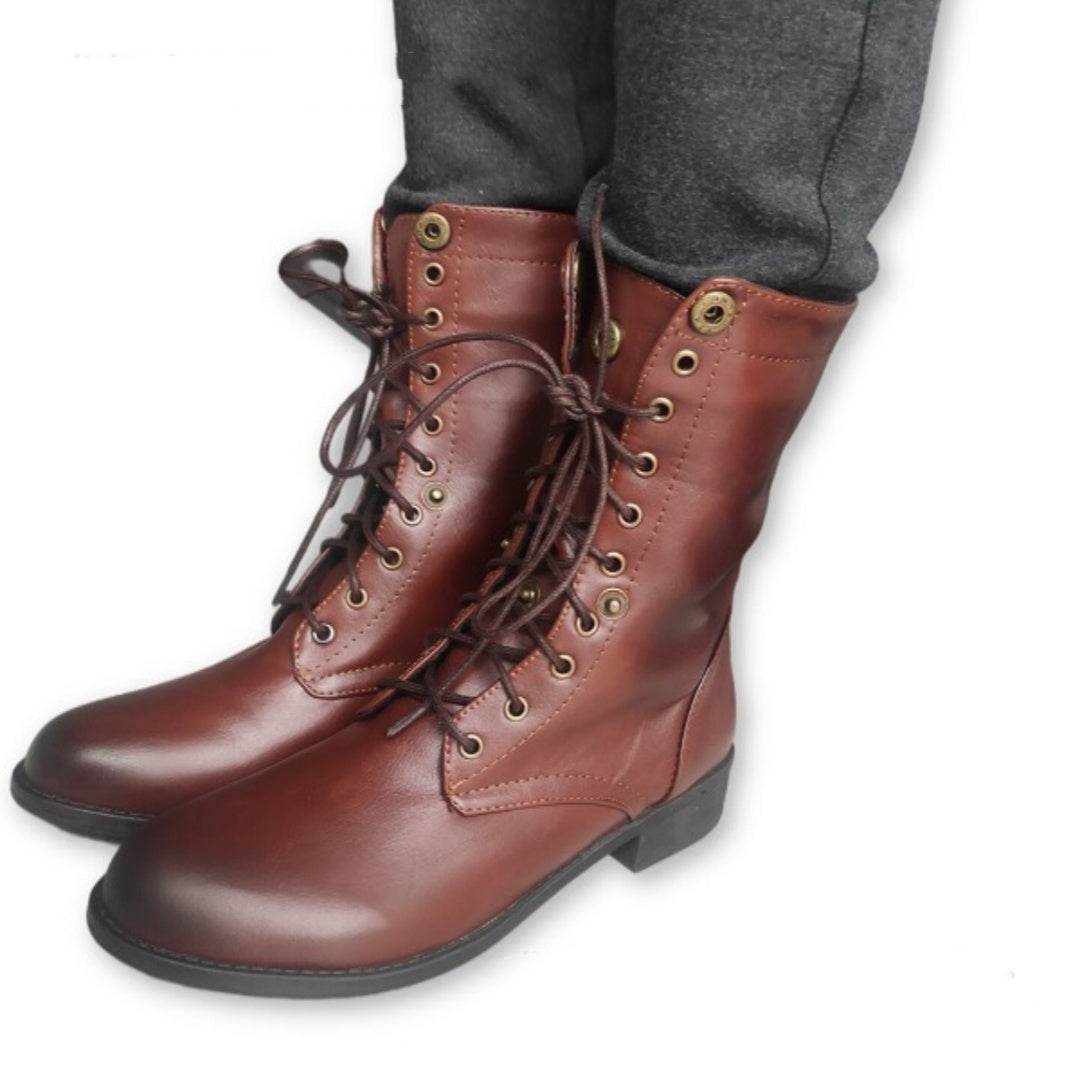 Bottes de moto pour hommes, version européenne, mode rétro, à lacets - LA TendanceStore multi service