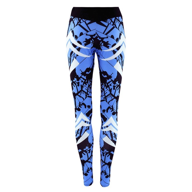 Leggings de gym serrés imprimés bleu foncé