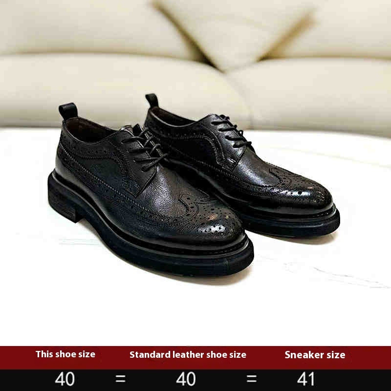 Men's Brogues Thick Sole Leather Elevator Shoes