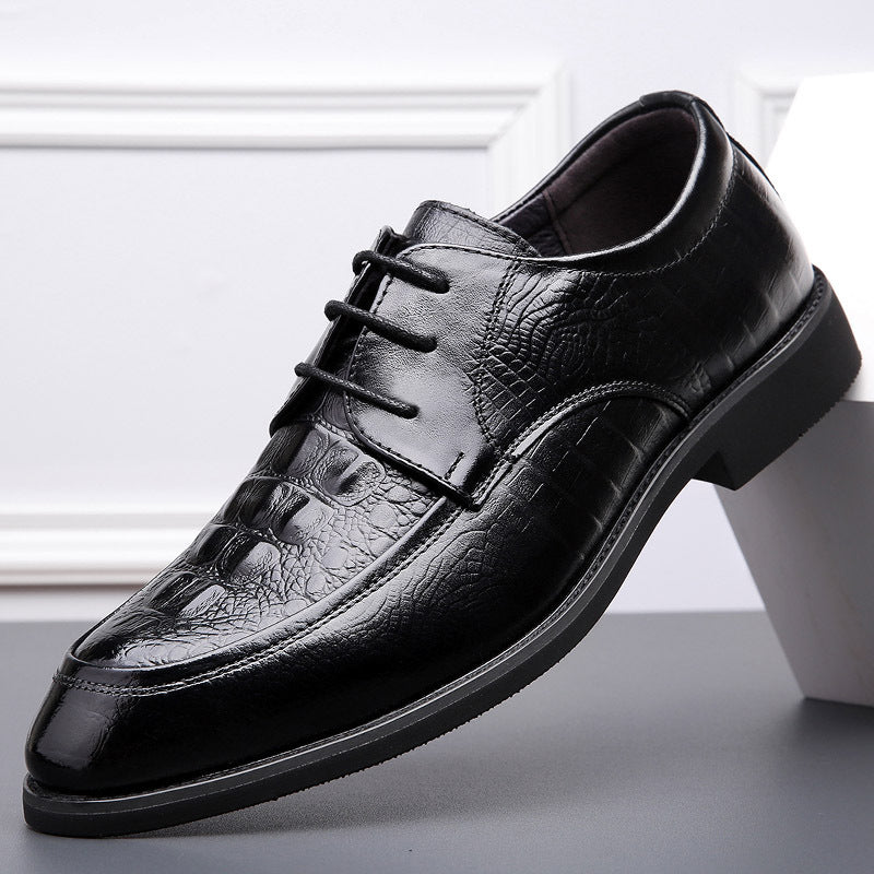 Korean Style Men's Cowhide Leather Shoes Small Size 36 Pointed Breathable Business Formal Dress Shoes