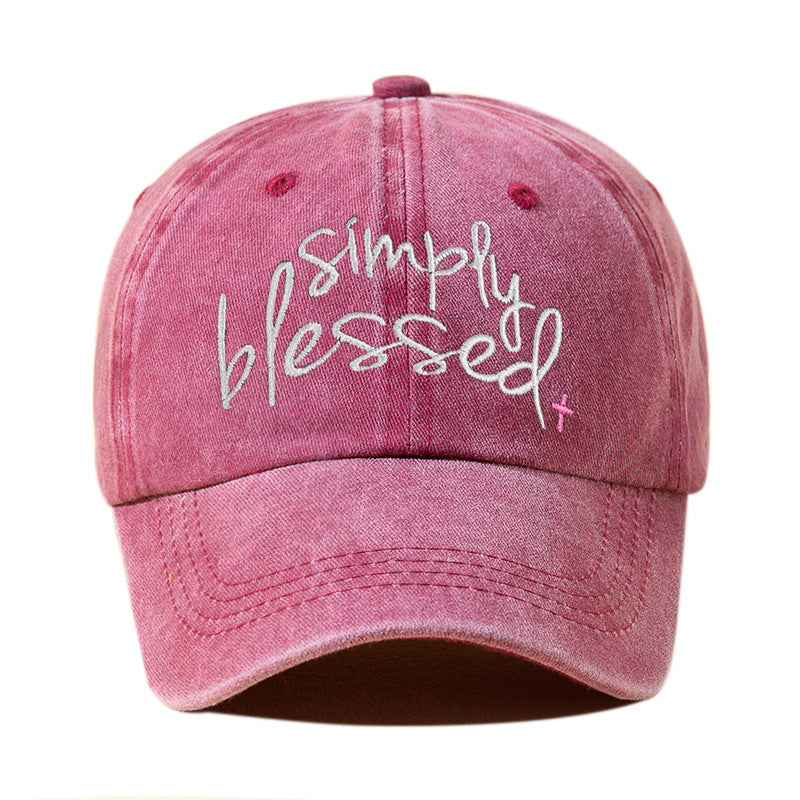 Simply Blessed Casquette de baseball à large bord avec broderie de lettres anglaises, lavée et avec protection solaire