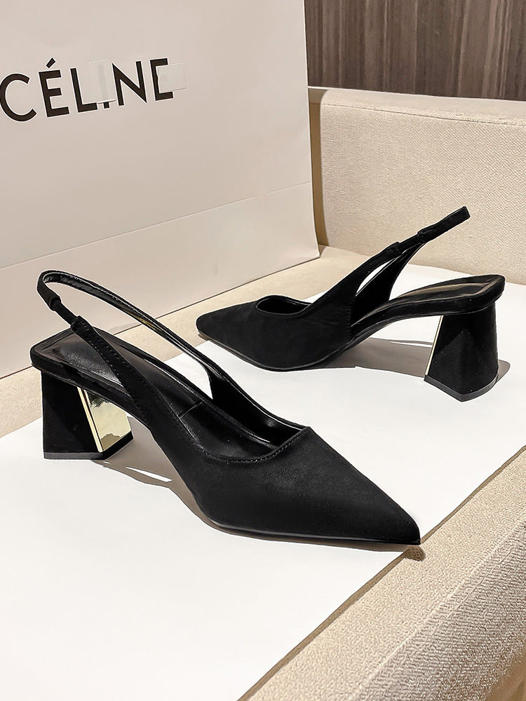 Suede high heel pumps, pointed toe