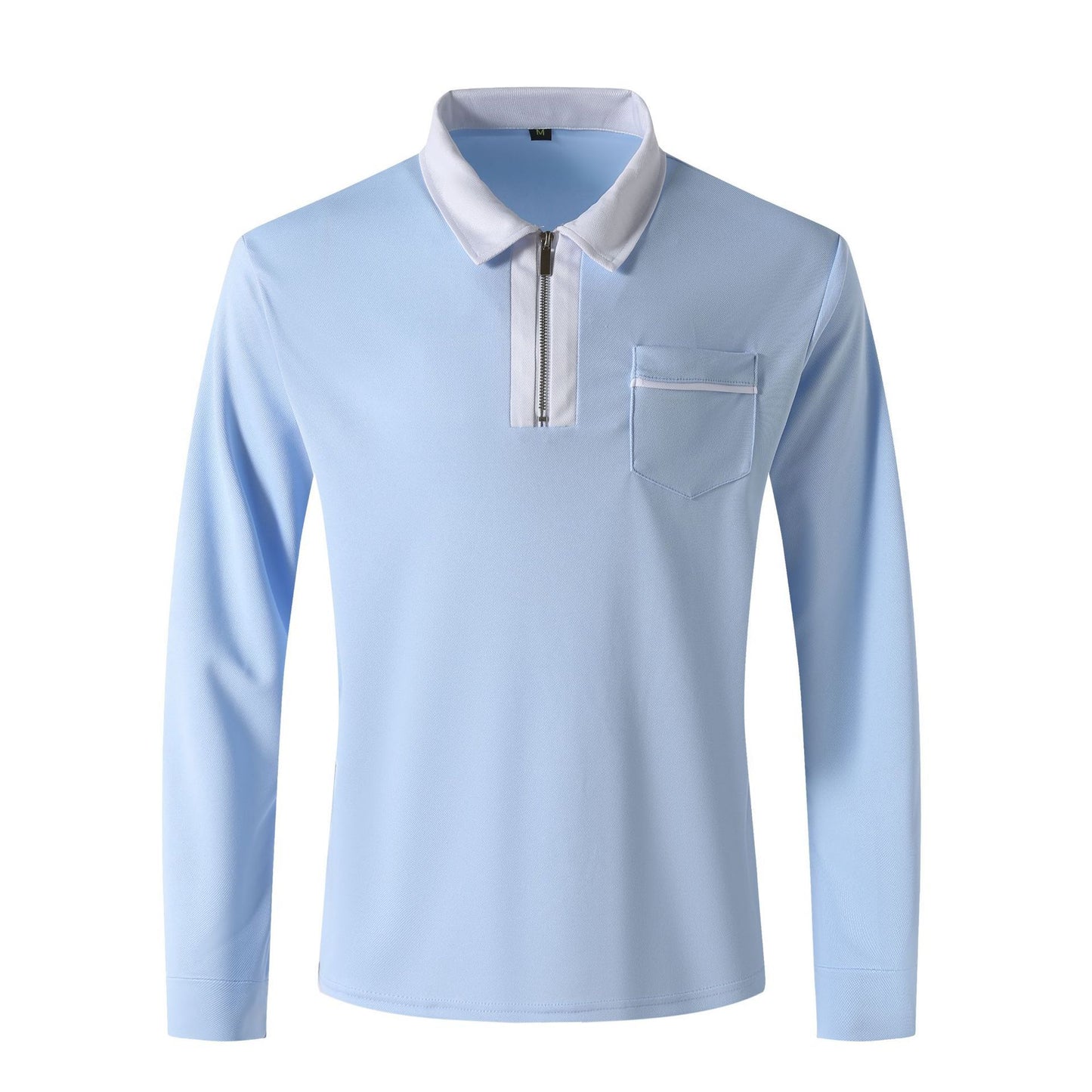 Polo à manches longues avec fermeture éclair pour hommes, automne 2024, col à revers décontracté, chemises Henley zippées, t-shirts de sport en coton pour golf et tennis avec poches