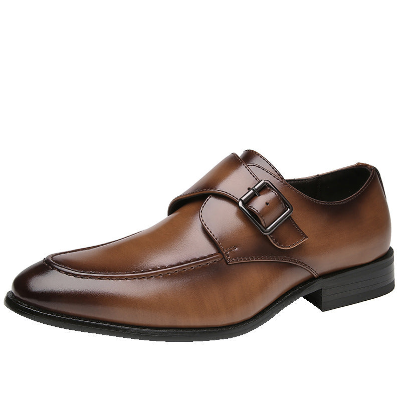 Chaussures d'affaires en cuir avec boucle, style britannique, pour hommes